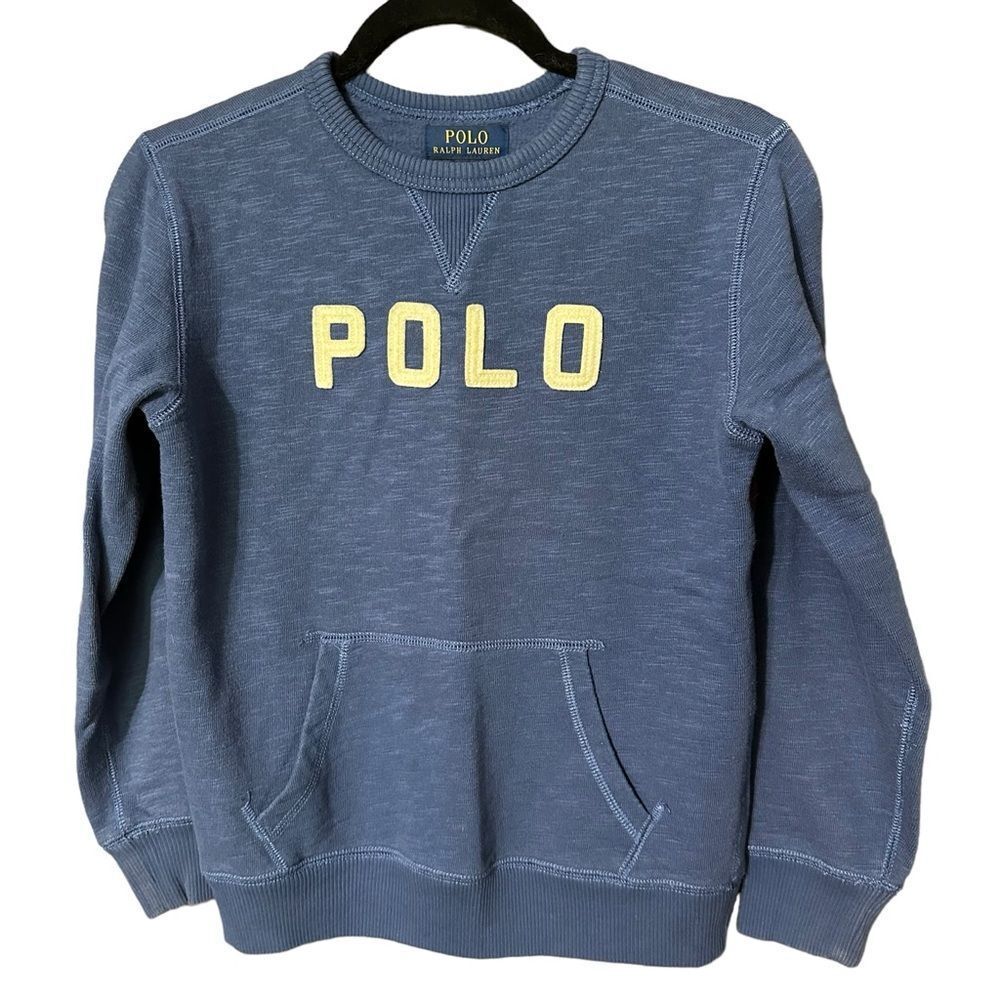 Polo by Ralph Lauren Sweatshirt with Fleece Inside Blue and Yellow Sz M